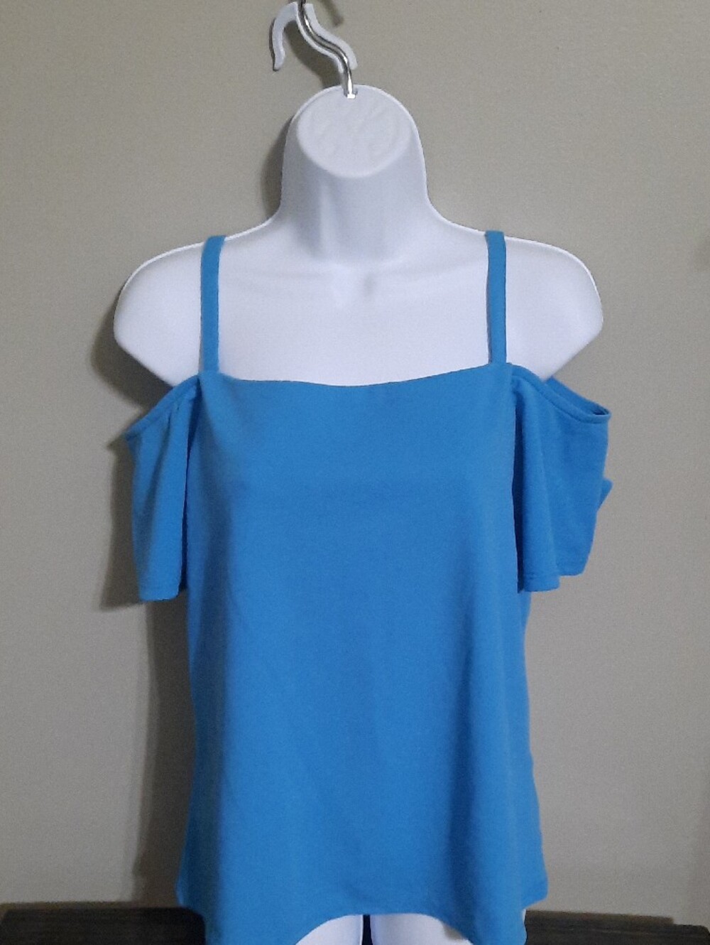 Bar III Bright Blue Cold-Shoulder Tank Top - Picture 3 of 7